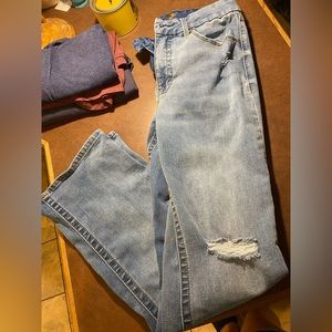 seven7 jeans size 12 bootcut distressed with tummy control panel